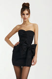 Strapless Bodycon Little Black Dress With Bow