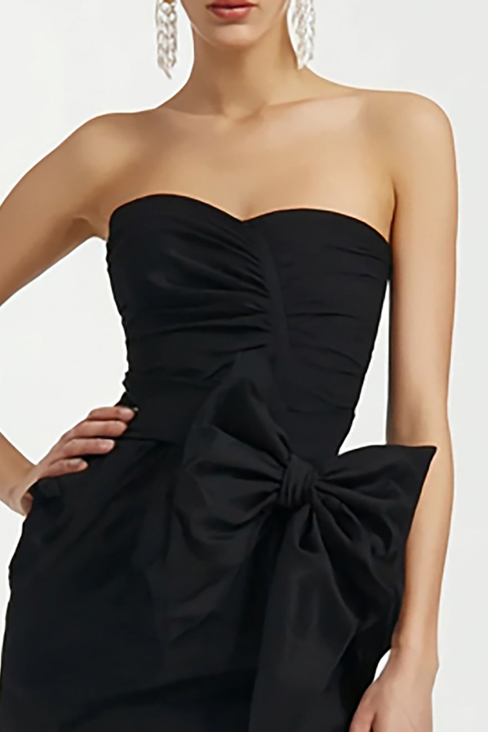 Strapless Bodycon Little Black Dress With Bow