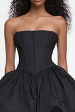 Black Corset A-Line Strapless Cocktail Dress
