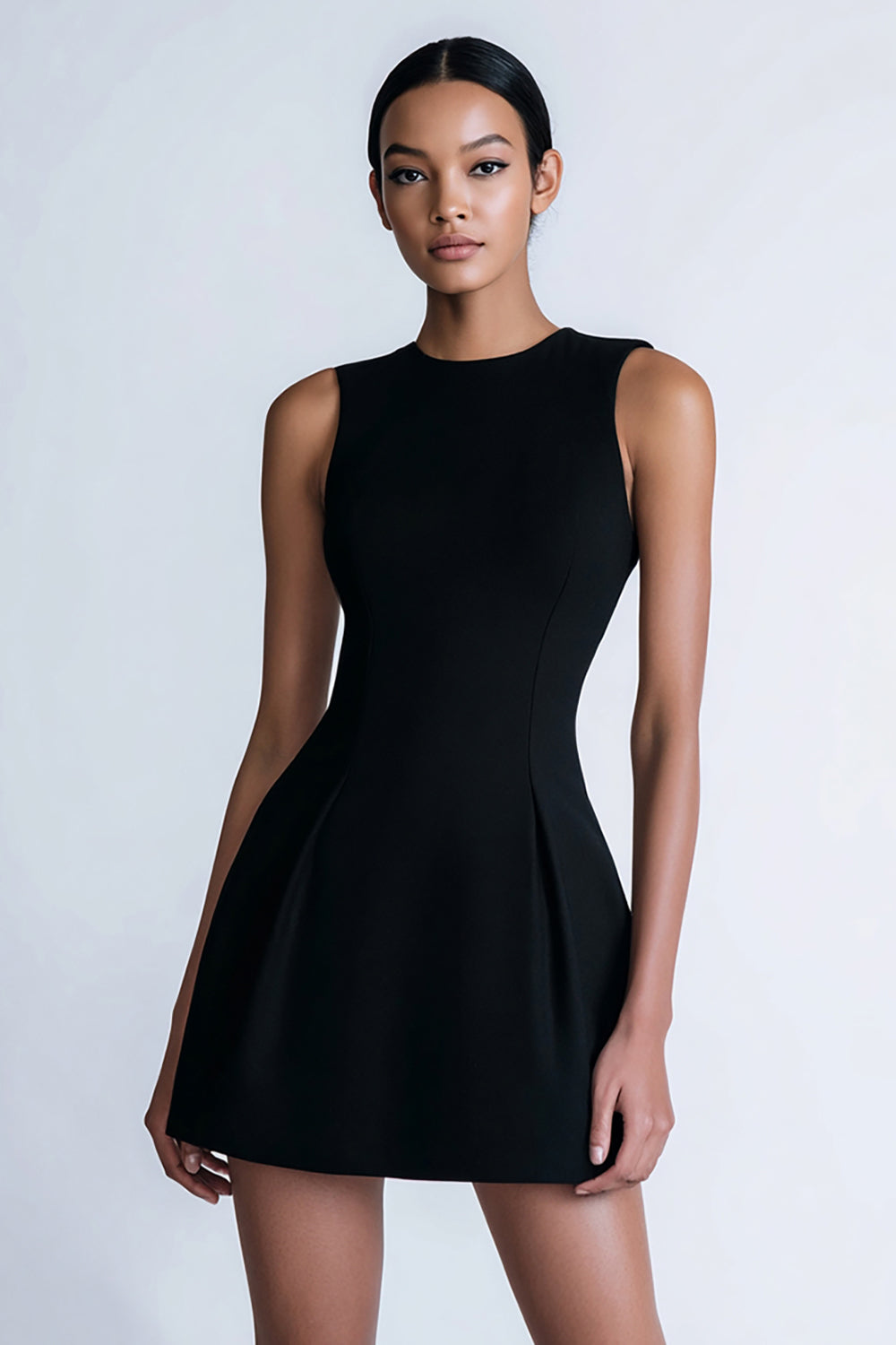 Simple A Line Sleeveless Black Mini Dress