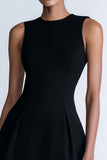 Simple A Line Sleeveless Black Mini Dress