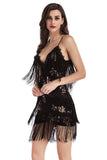Tiered Sequin Black Mini Cocktail Dress