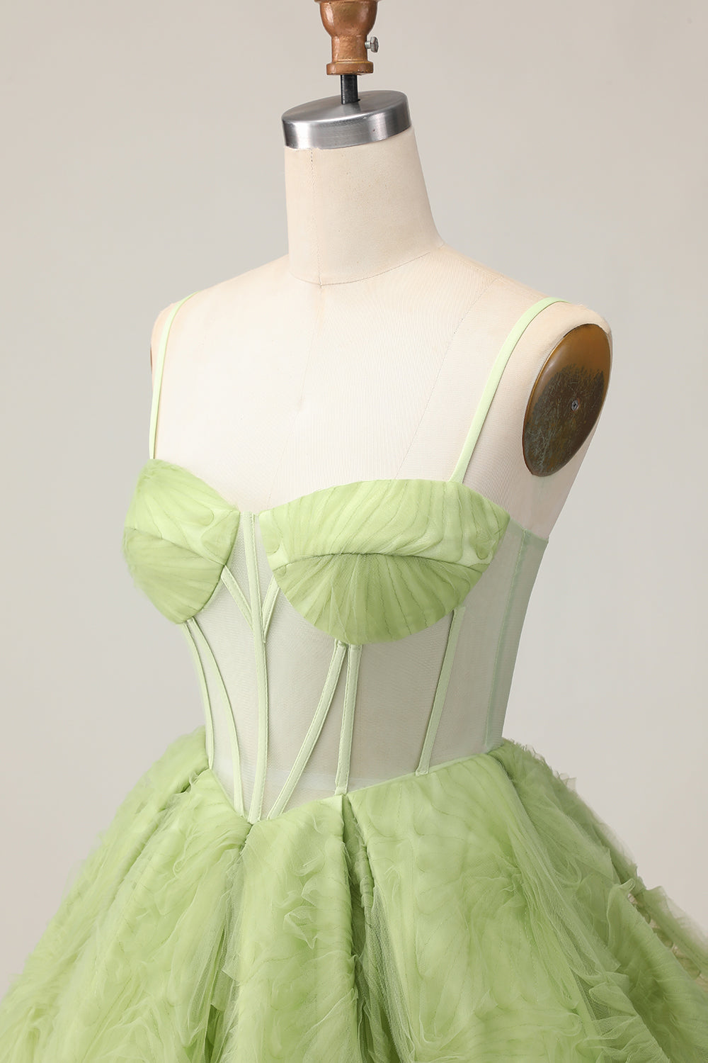 Corset A-Line Spaghetti Strap Green Homecoming Dress
