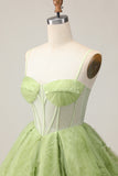 Corset A-Line Spaghetti Strap Green Homecoming Dress