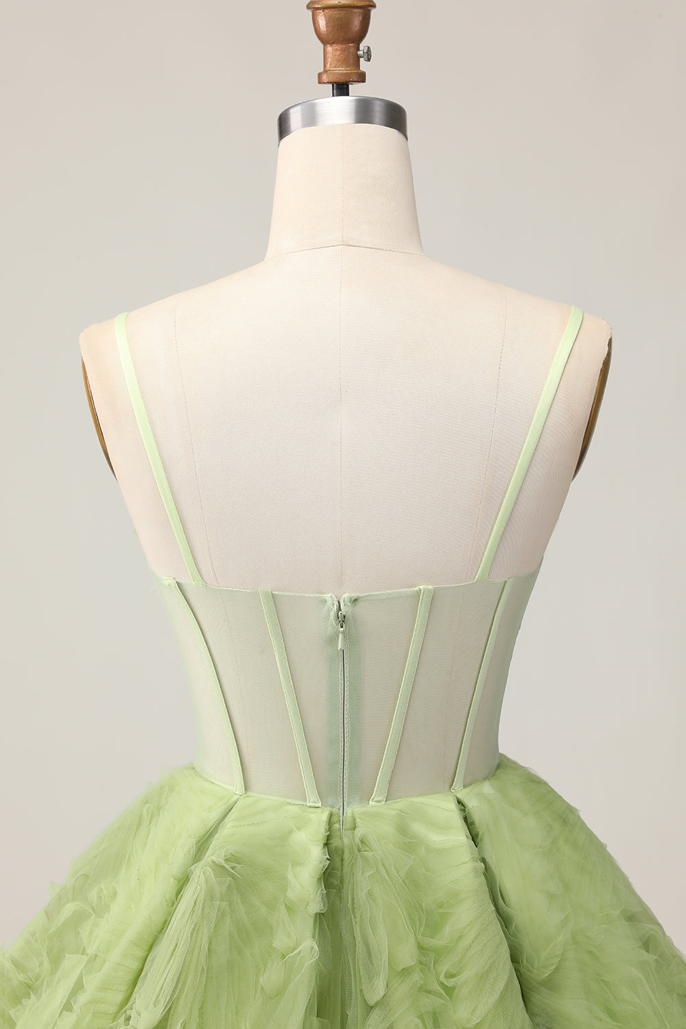 Corset A-Line Spaghetti Strap Green Homecoming Dress