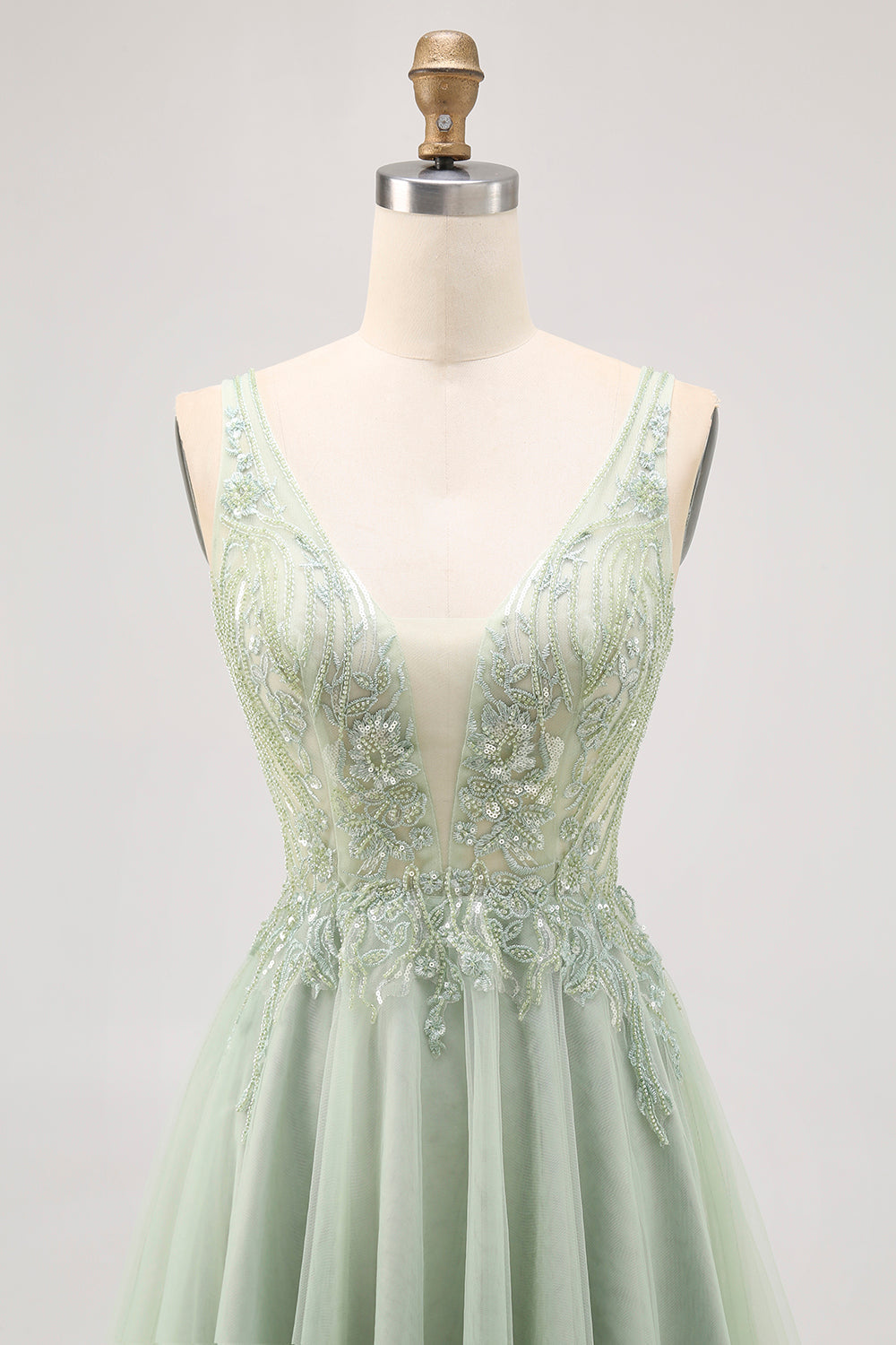 Backless A Line Green Homecoming Dress with Appliques