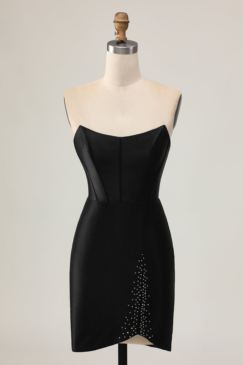 Black Bodycon Cut Out Strapless Homecoming Dress with Beading