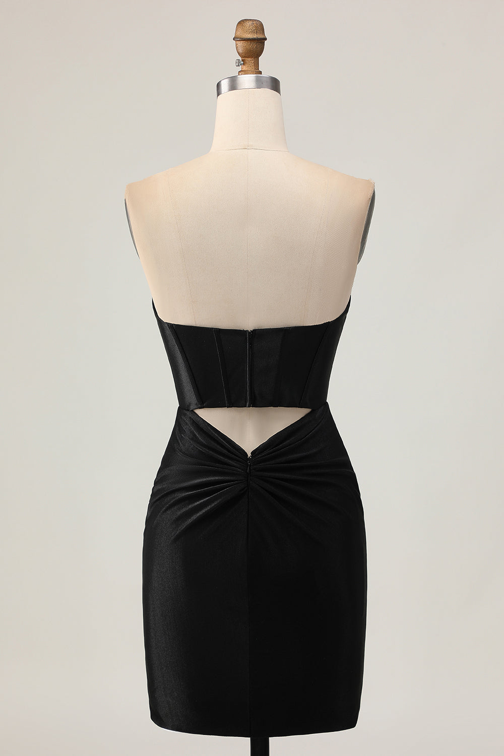 Black Bodycon Cut Out Strapless Homecoming Dress with Beading