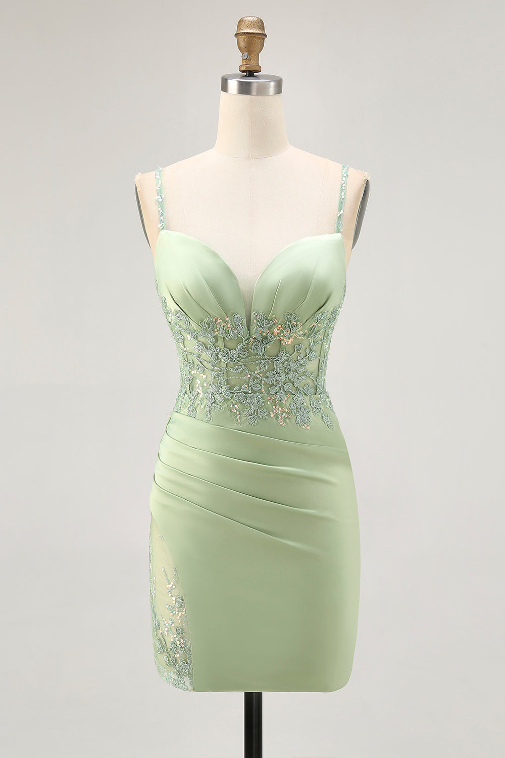 Bodycon Matcha Appliqued Corset Homecoming Dress