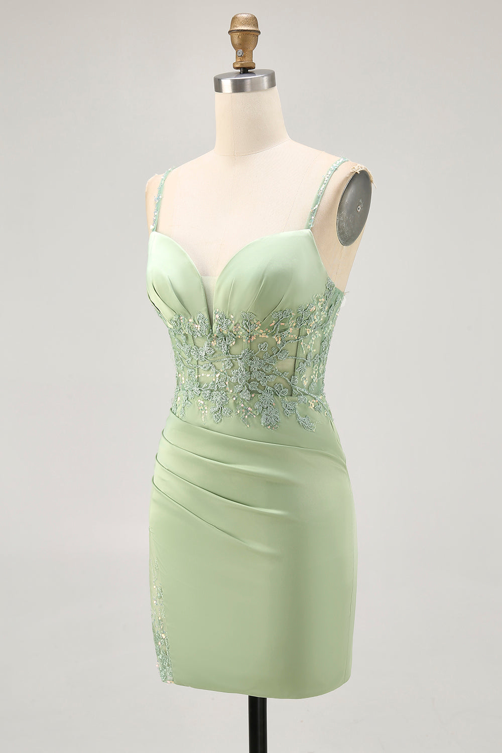 Bodycon Matcha Appliqued Corset Homecoming Dress