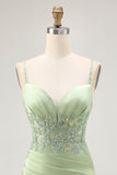 Bodycon Matcha Appliqued Corset Homecoming Dress