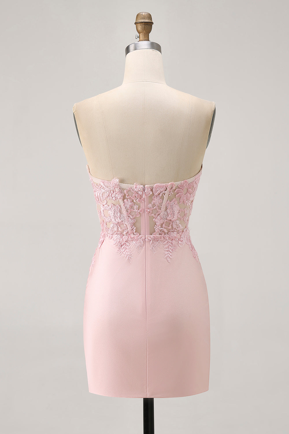 Blush Corset Bodycon Strapless Homecoming Dress with Appliques