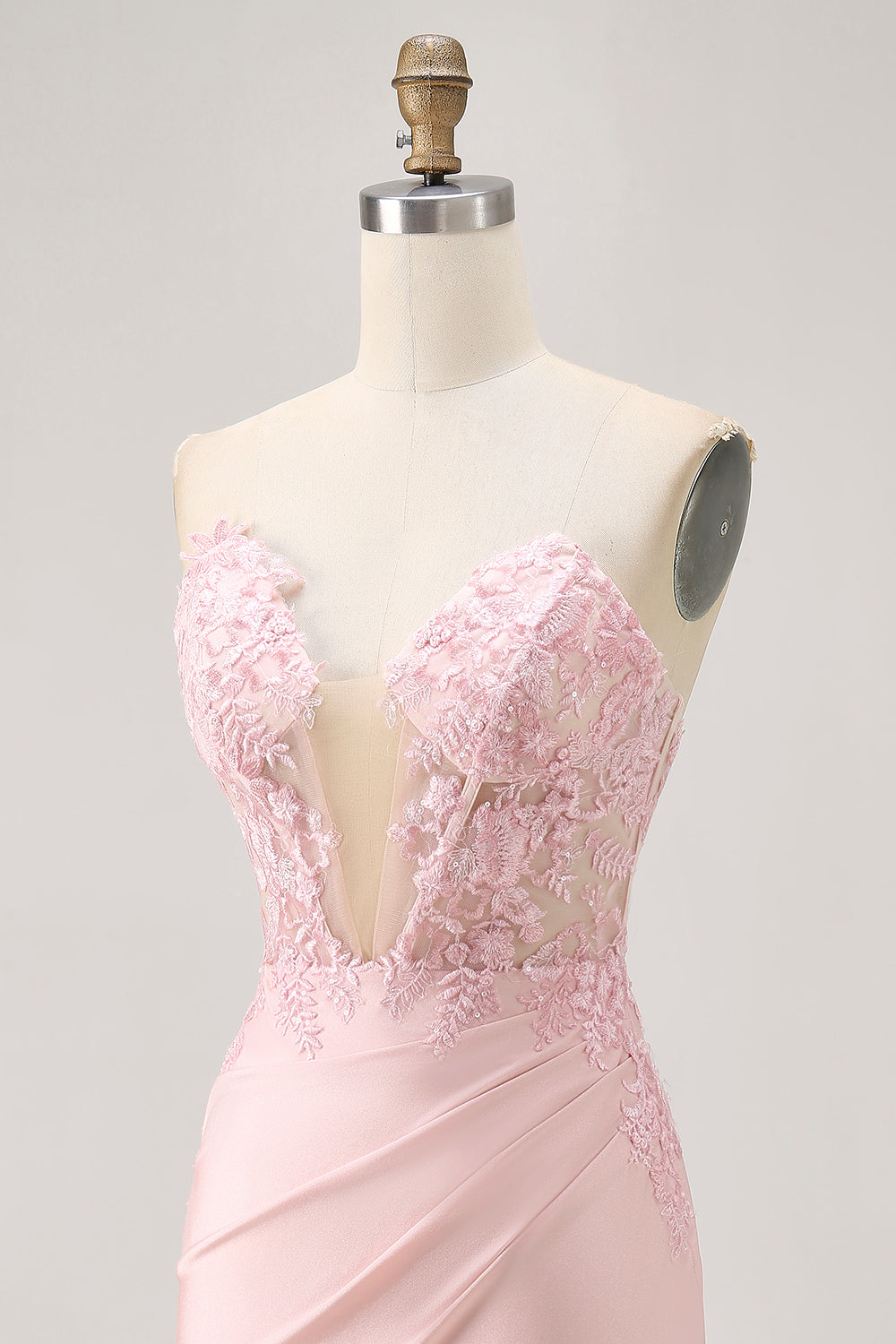 Blush Corset Bodycon Strapless Homecoming Dress with Appliques