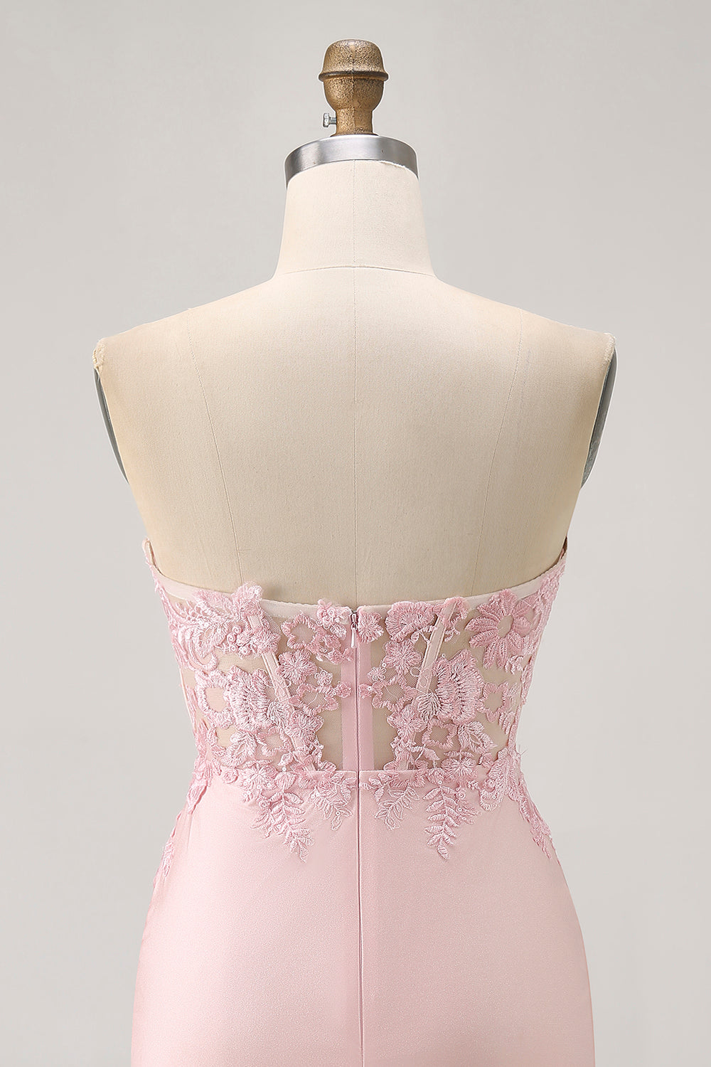Blush Corset Bodycon Strapless Homecoming Dress with Appliques
