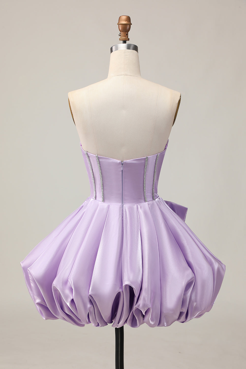 Cute Purple A Line Corset Beaded Strapless Homecoming Dress with Bow