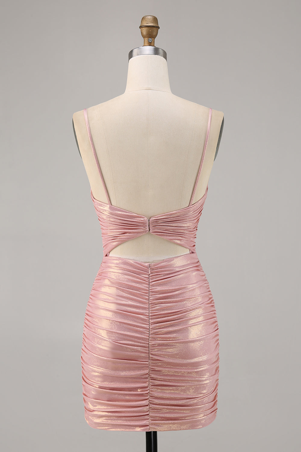 Blush Bodycon Ruched Cut-Out Homecoming Dress