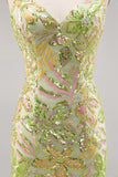 Sparkly Green Spaghetti Straps Tight Homecoming Dress