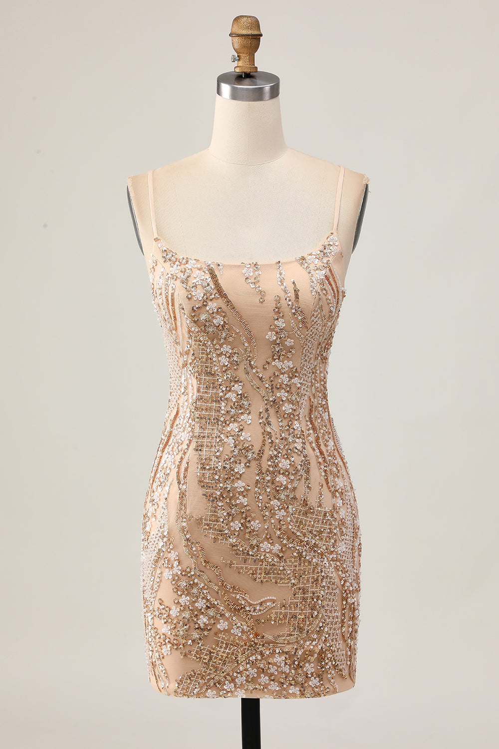 Champagne Bodycon Homecoming Dress with Sequins