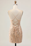 Champagne Bodycon Homecoming Dress with Sequins