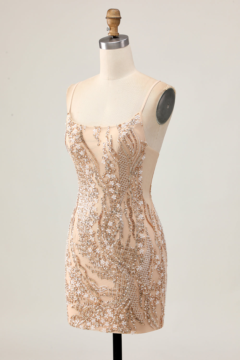 Champagne Bodycon Homecoming Dress with Sequins