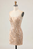 Champagne Bodycon Homecoming Dress with Sequins