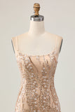 Champagne Bodycon Homecoming Dress with Sequins