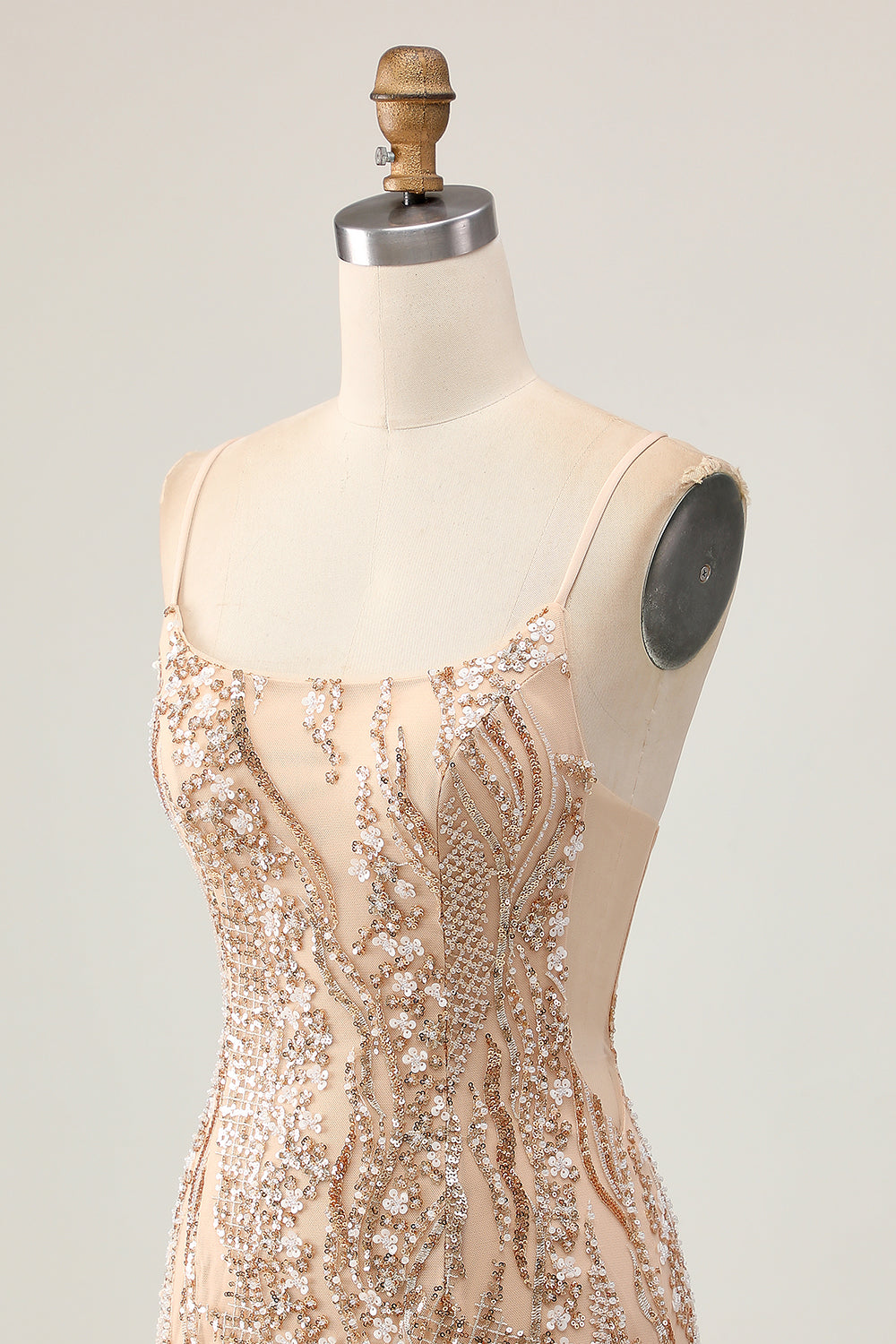 Champagne Bodycon Homecoming Dress with Sequins