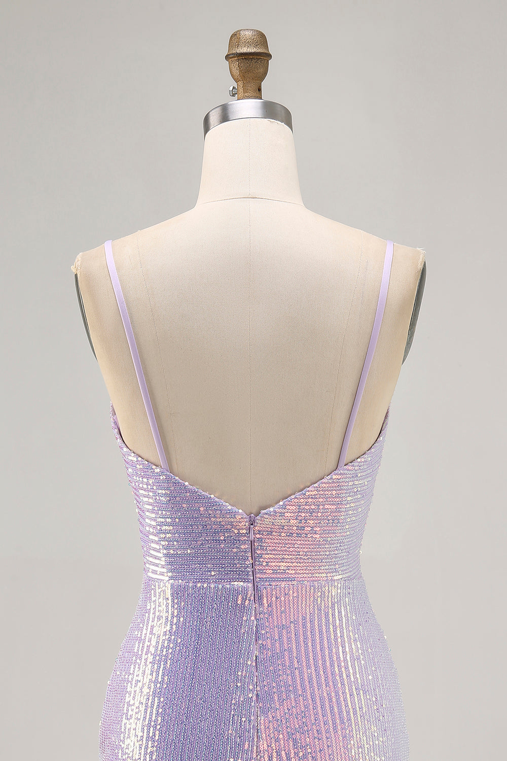 Lilac Bodycon Spaghetti Straps Sequin Homecoming Dress