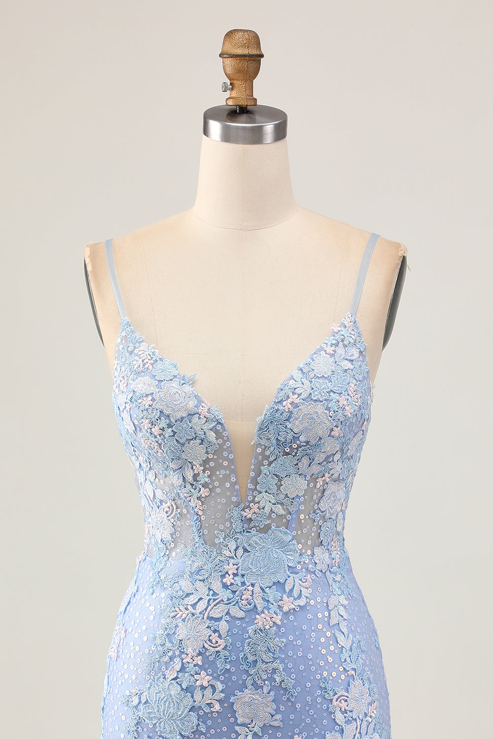 Floral Light Blue Bodycon Homecoming Dress with Appliques
