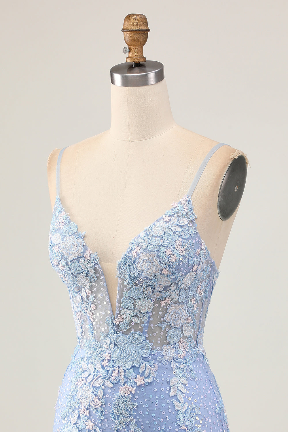 Floral Light Blue Bodycon Homecoming Dress with Appliques