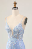 Floral Light Blue Bodycon Homecoming Dress with Appliques