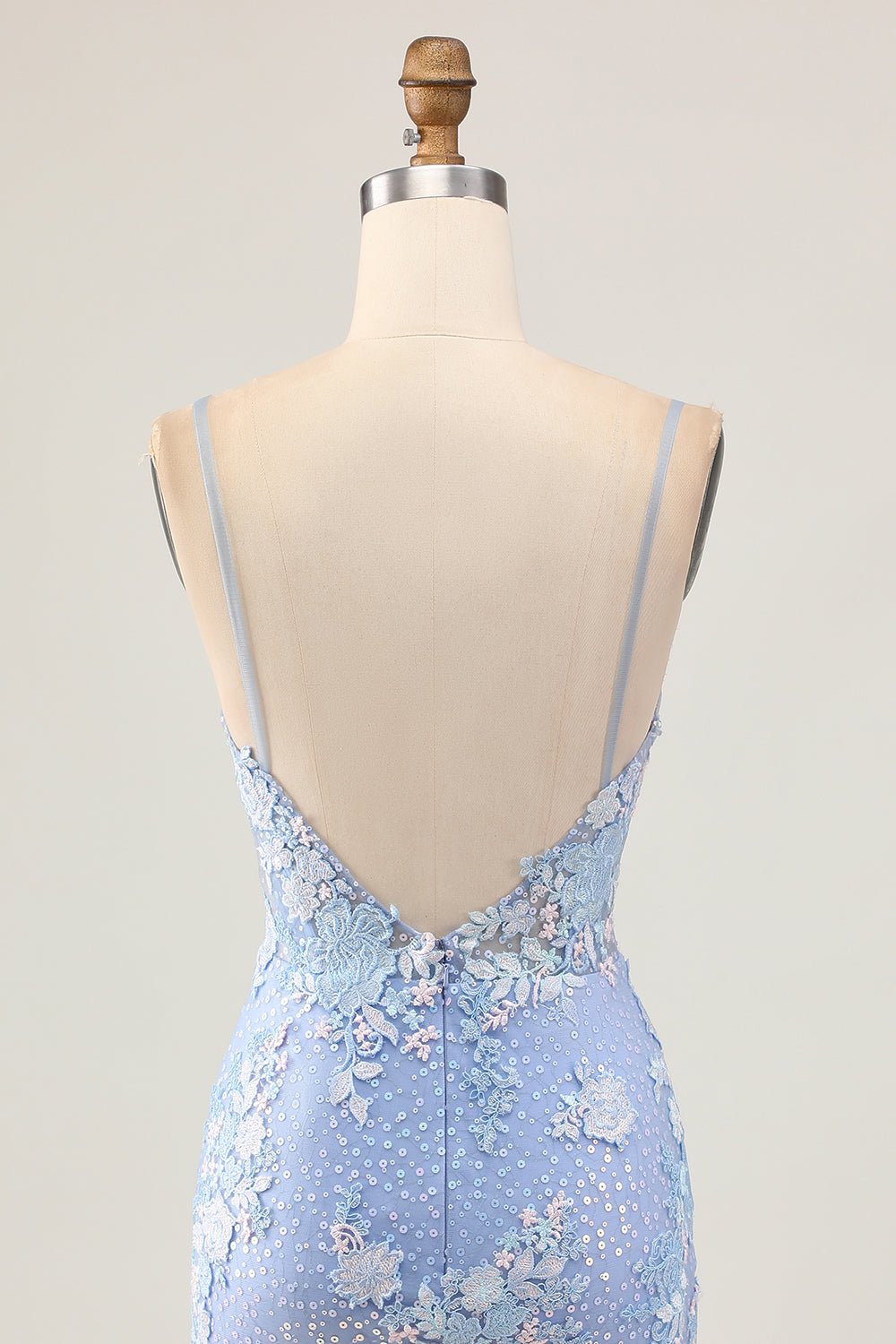 Floral Light Blue Bodycon Homecoming Dress with Appliques