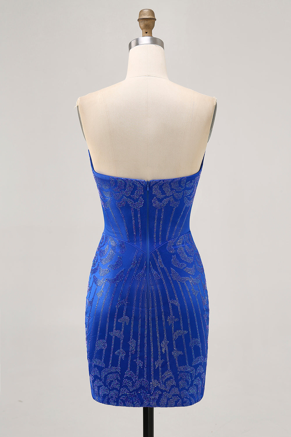 Beaded Strapless Bodycon Royal Blue Homecoming Dress