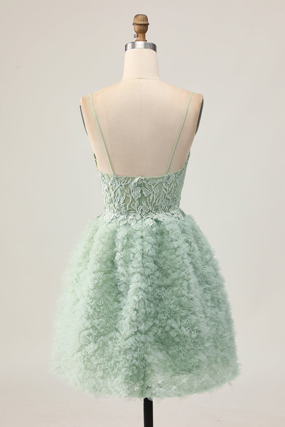 Sage Green Corset A-Line Homecoming Dress with Appliques