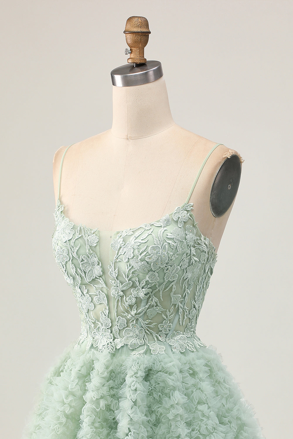 Sage Green Corset A-Line Homecoming Dress with Appliques