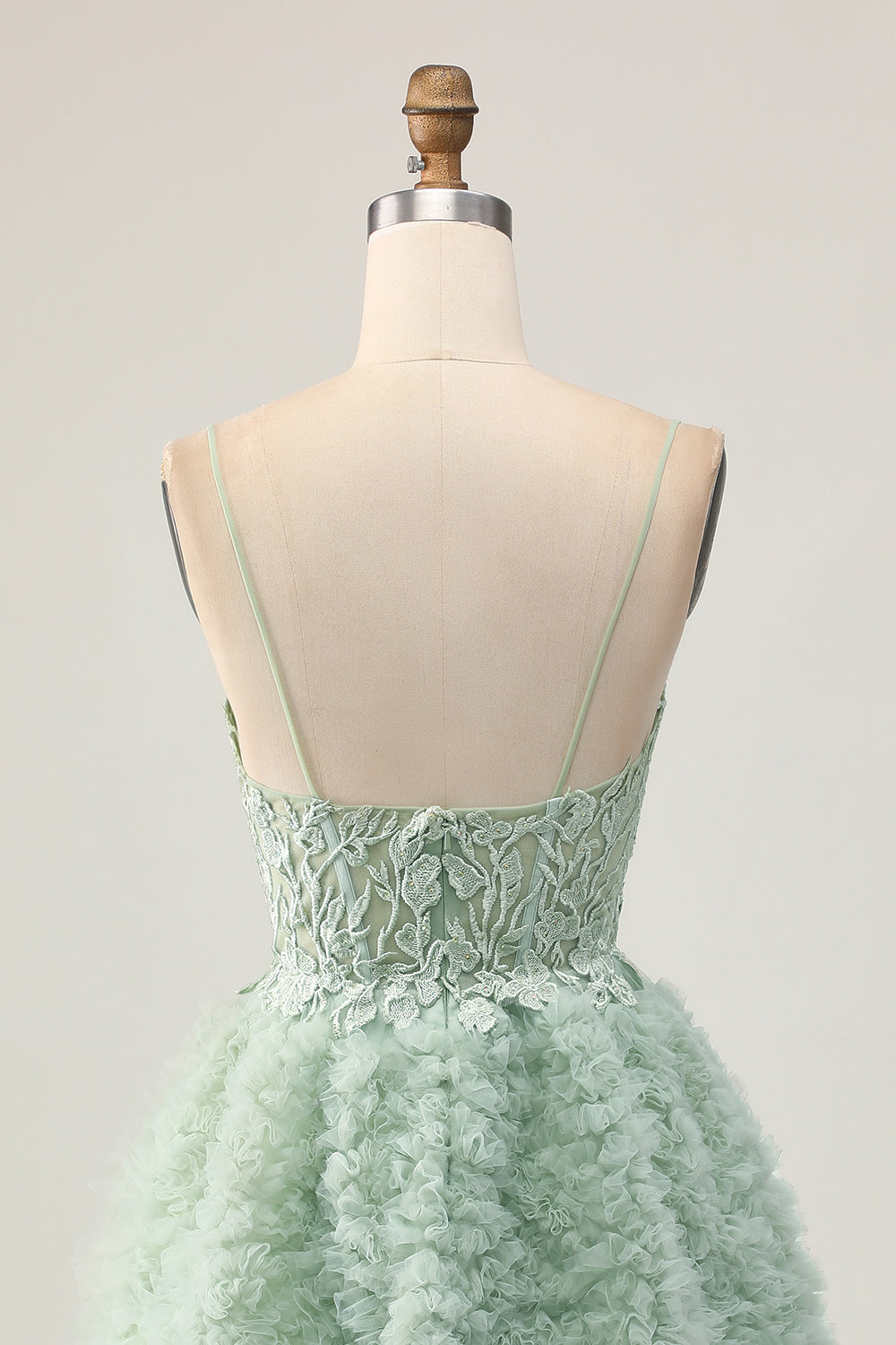 Sage Green Corset A-Line Homecoming Dress with Appliques
