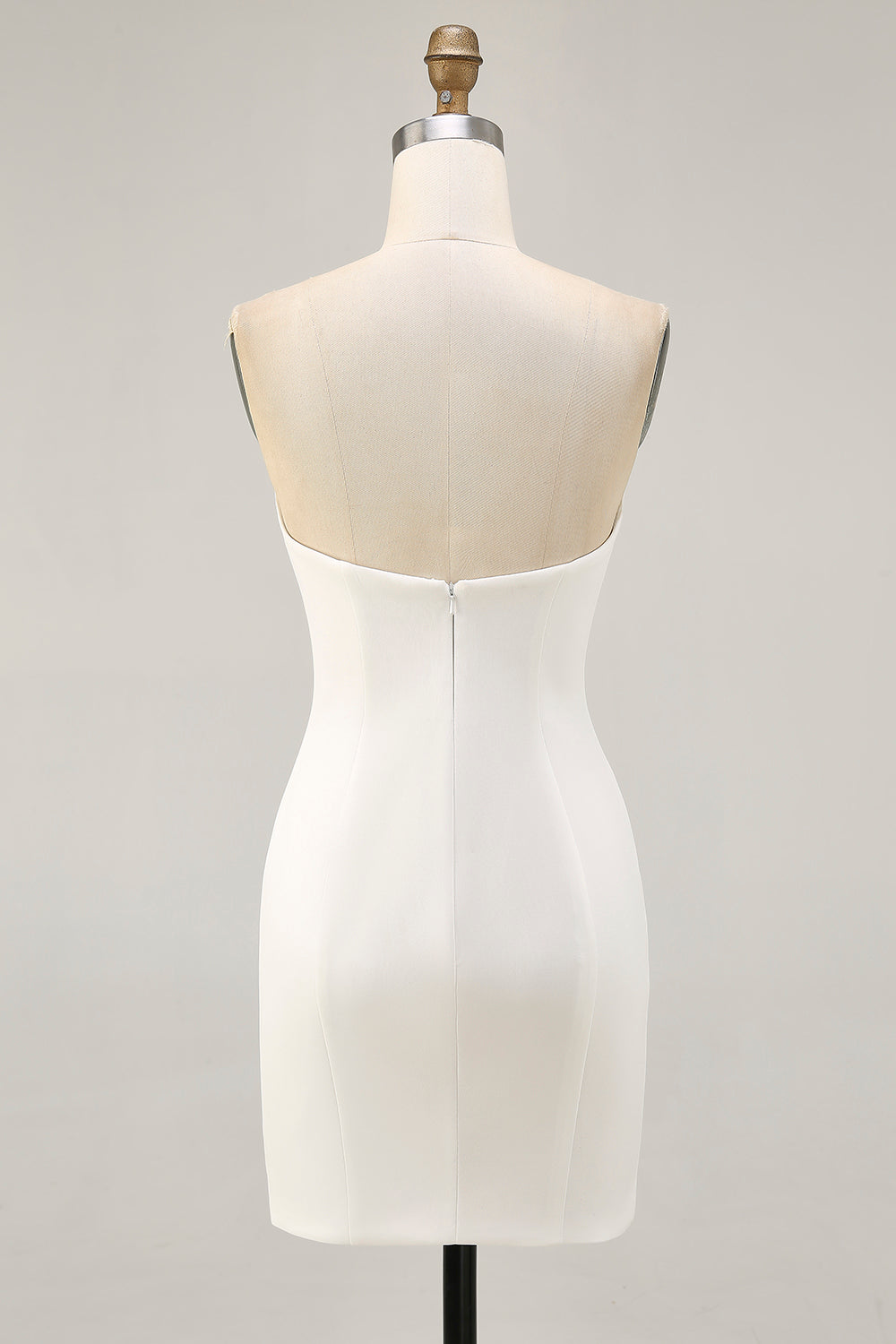 Sparkly Bodycon Strapless White Flower Homecoming Dress