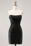 Corset Strapless Lace Black Homecoming Dress