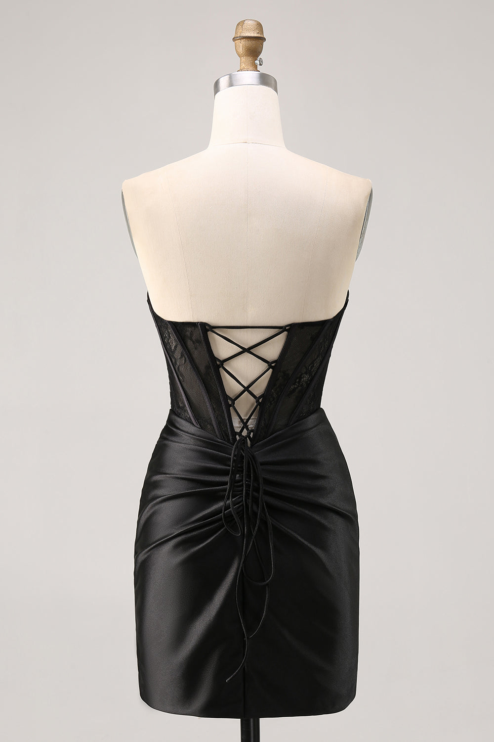 Corset Strapless Lace Black Homecoming Dress