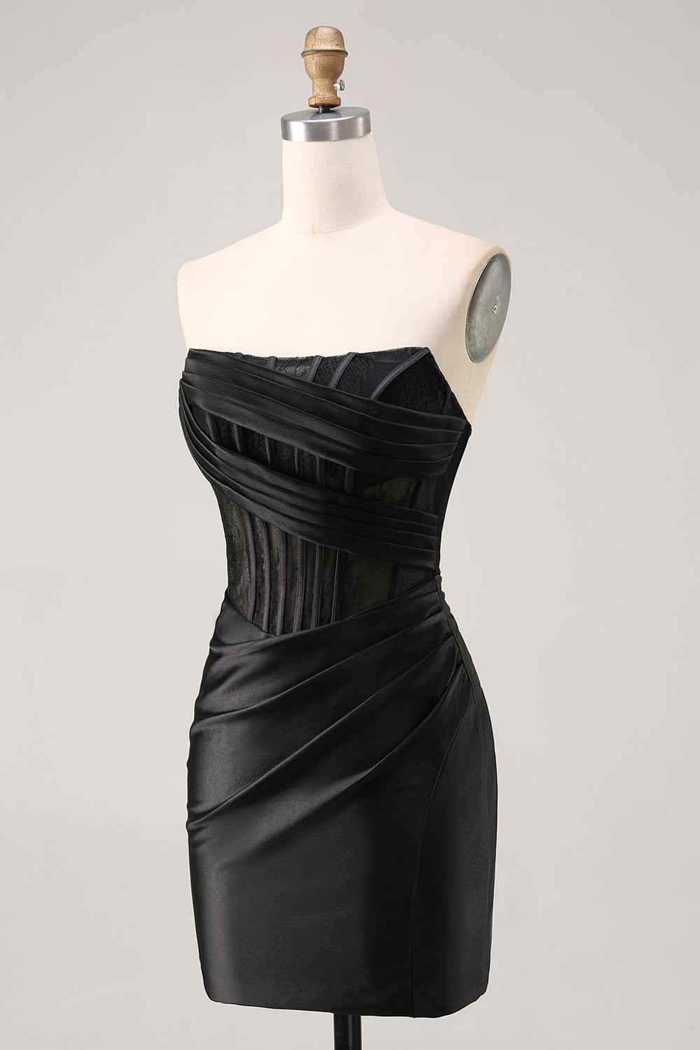 Corset Strapless Lace Black Homecoming Dress