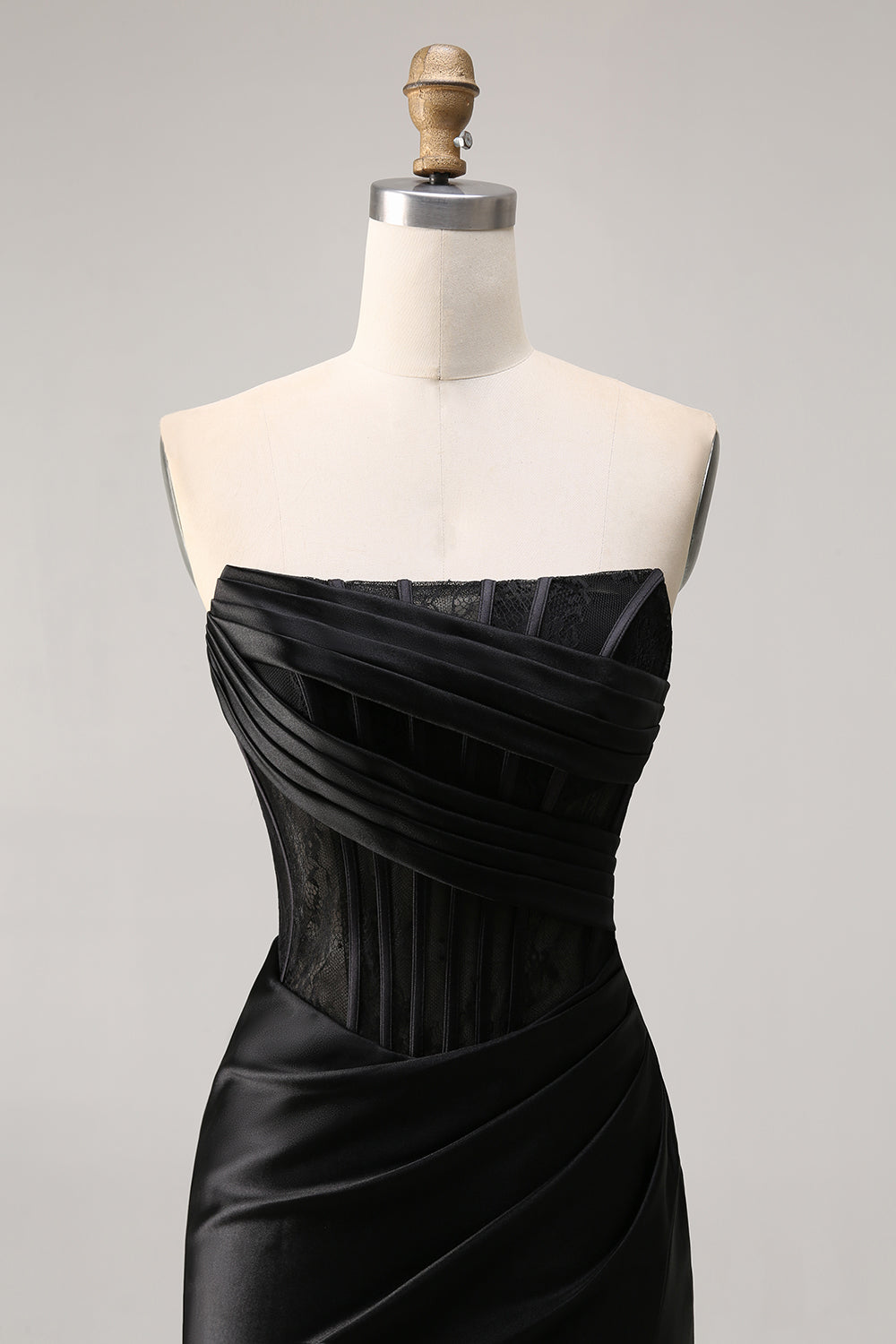 Corset Strapless Lace Black Homecoming Dress
