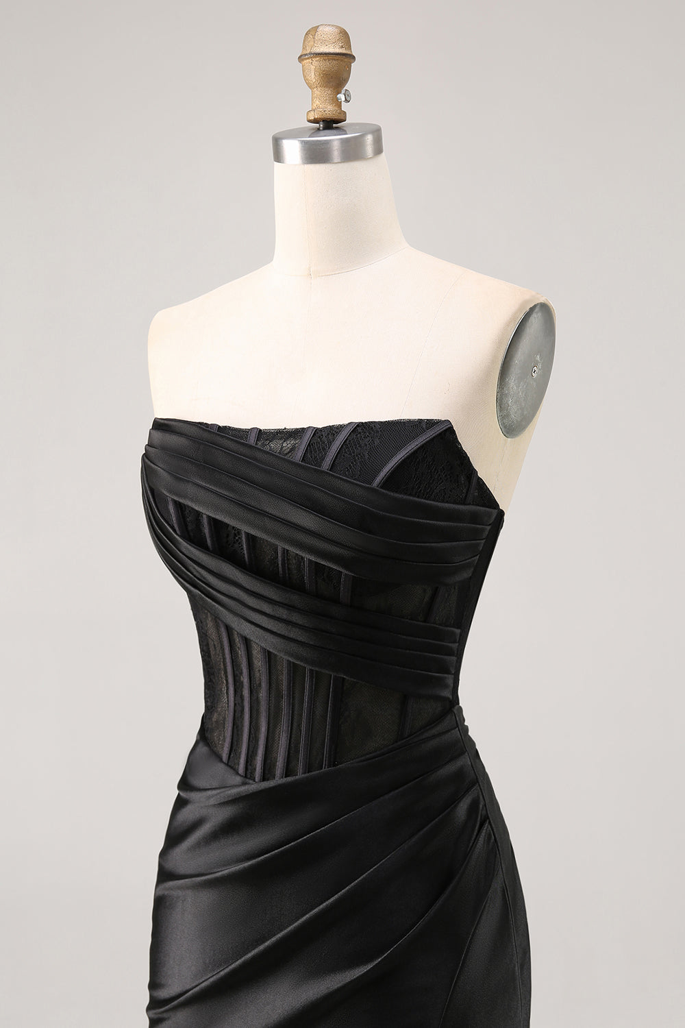 Corset Strapless Lace Black Homecoming Dress