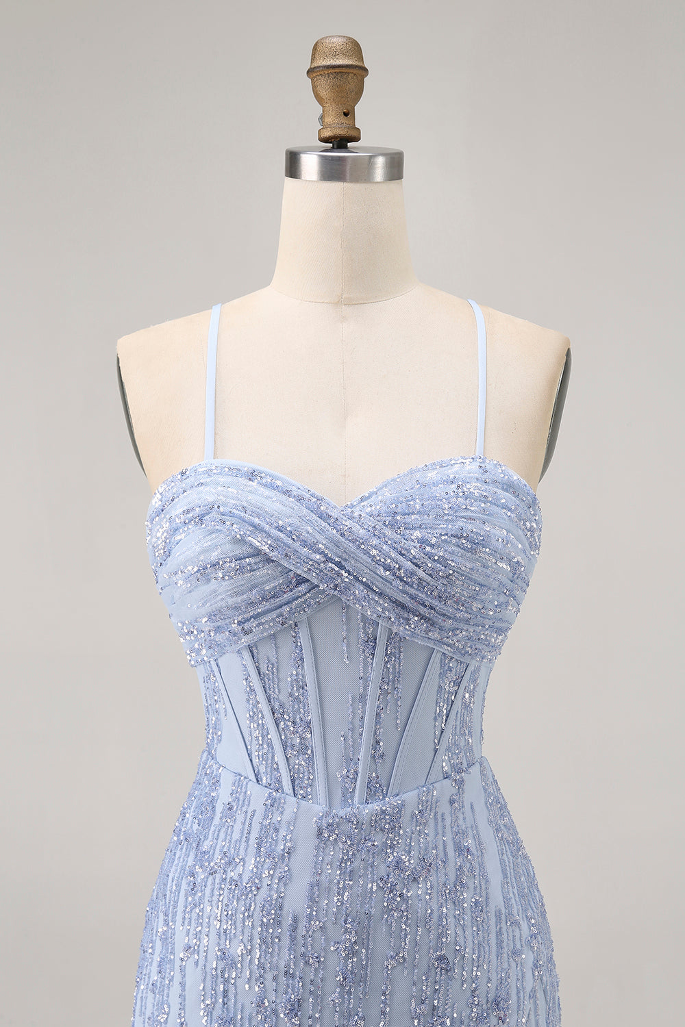 Sequin Corset Grey Blue Tight Homecoming Dress