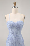 Sequin Corset Grey Blue Tight Homecoming Dress