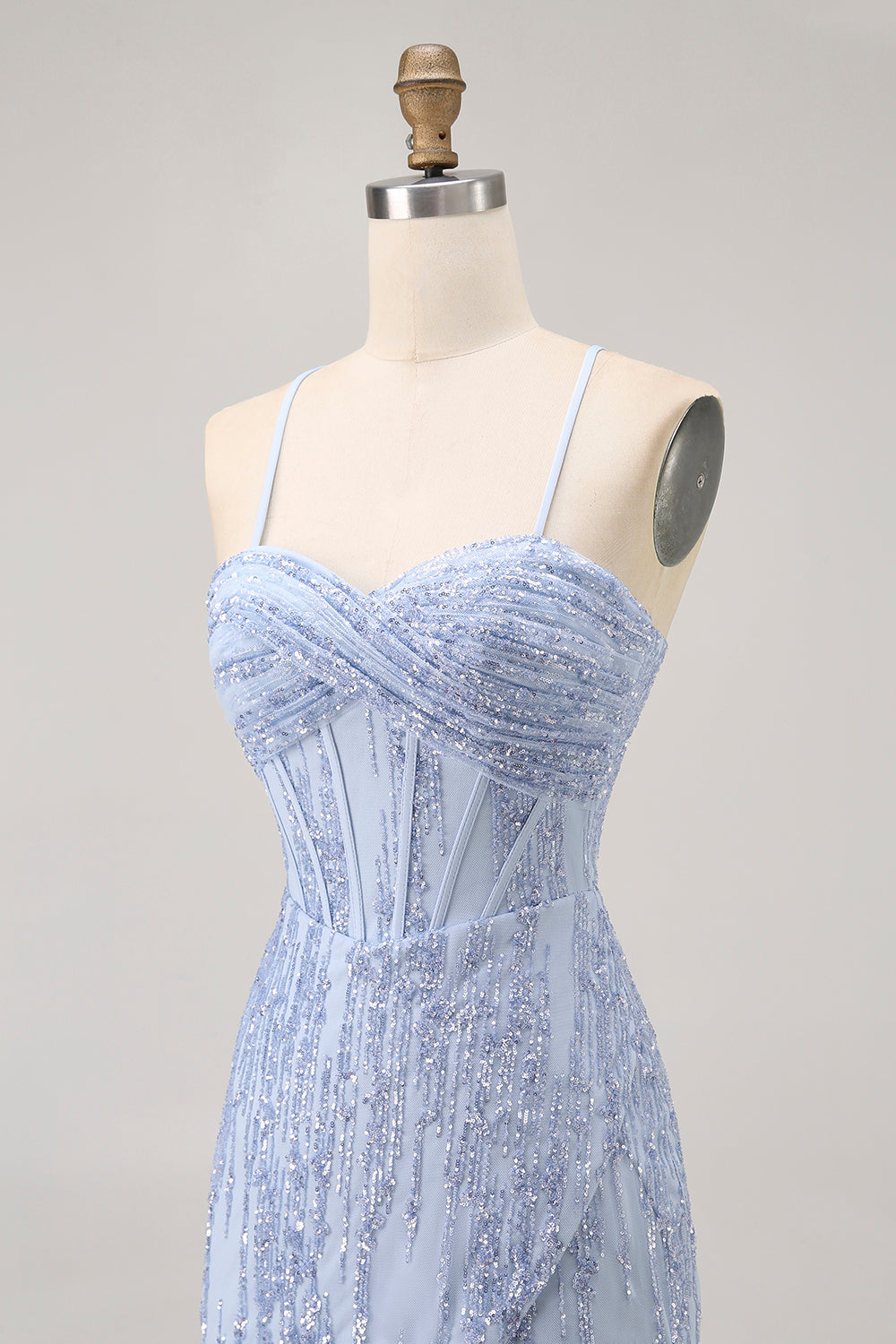 Sequin Corset Grey Blue Tight Homecoming Dress