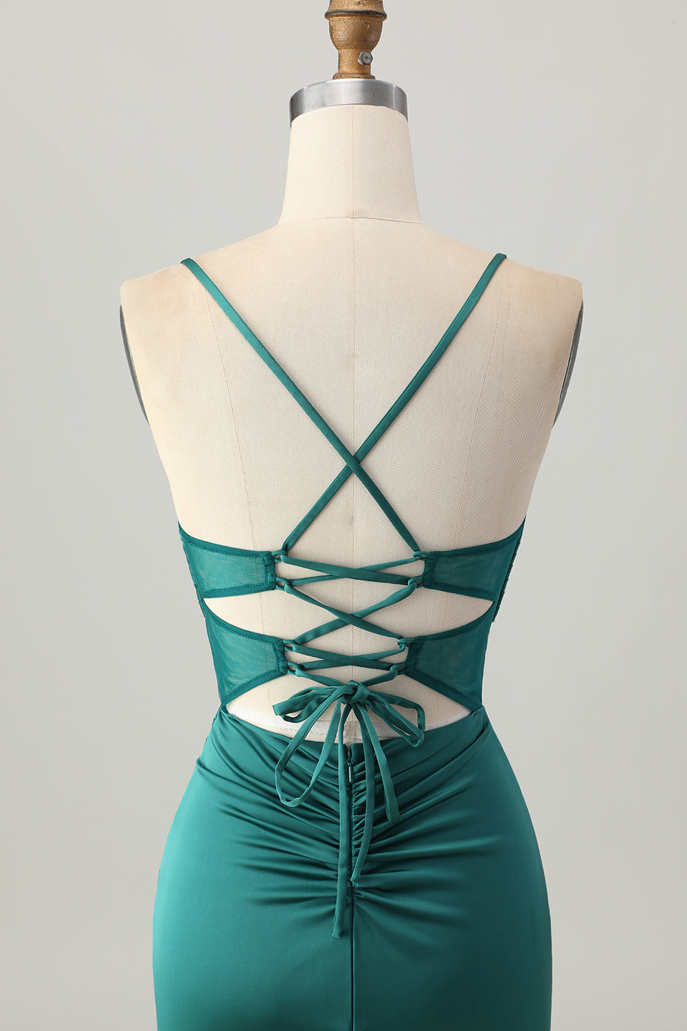 Bodycon Corset Dark Green Homecoming Dress with Lace-up Back