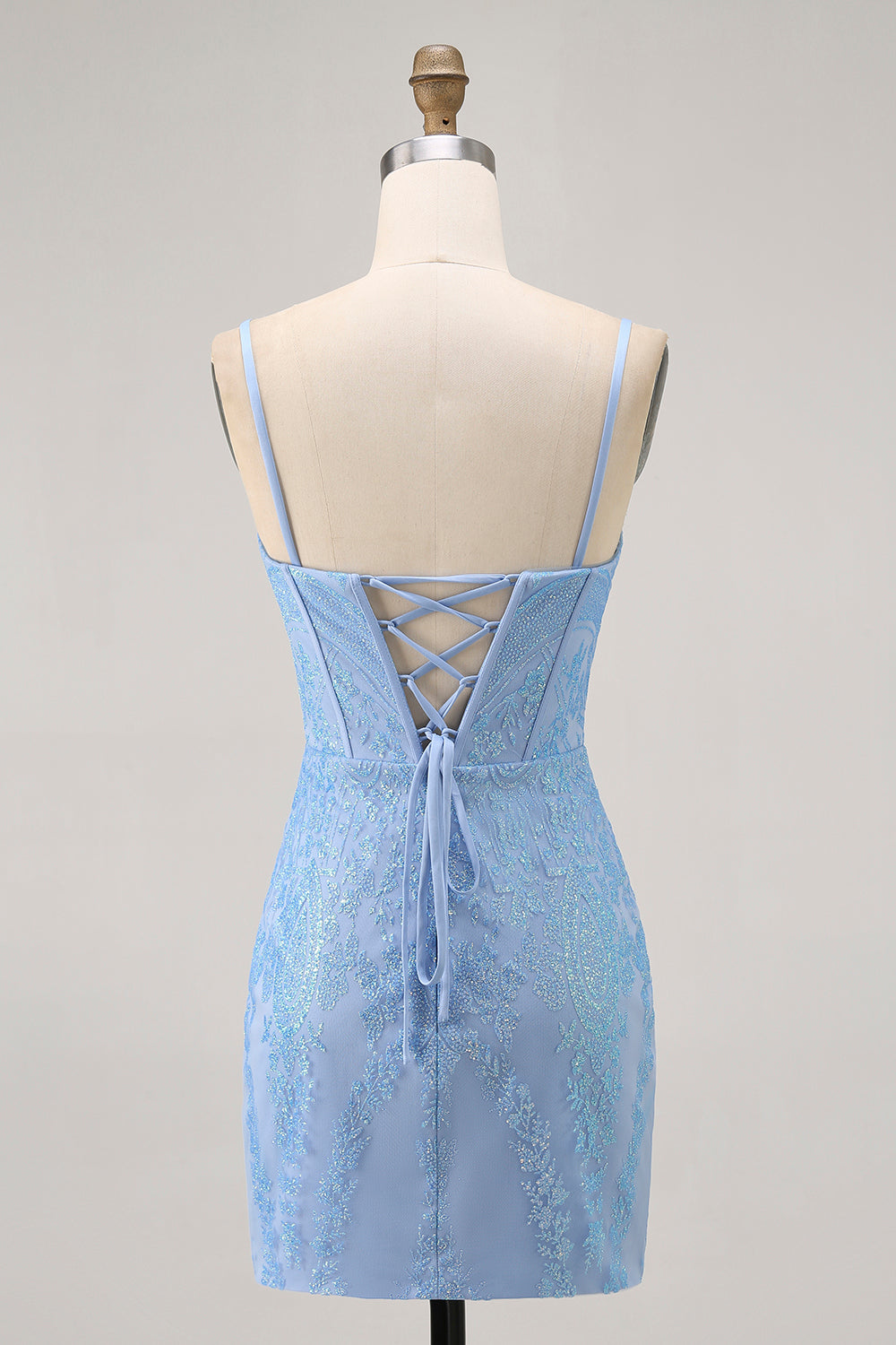 Blue Bodycon Strapless Beaded Homecoming Dress