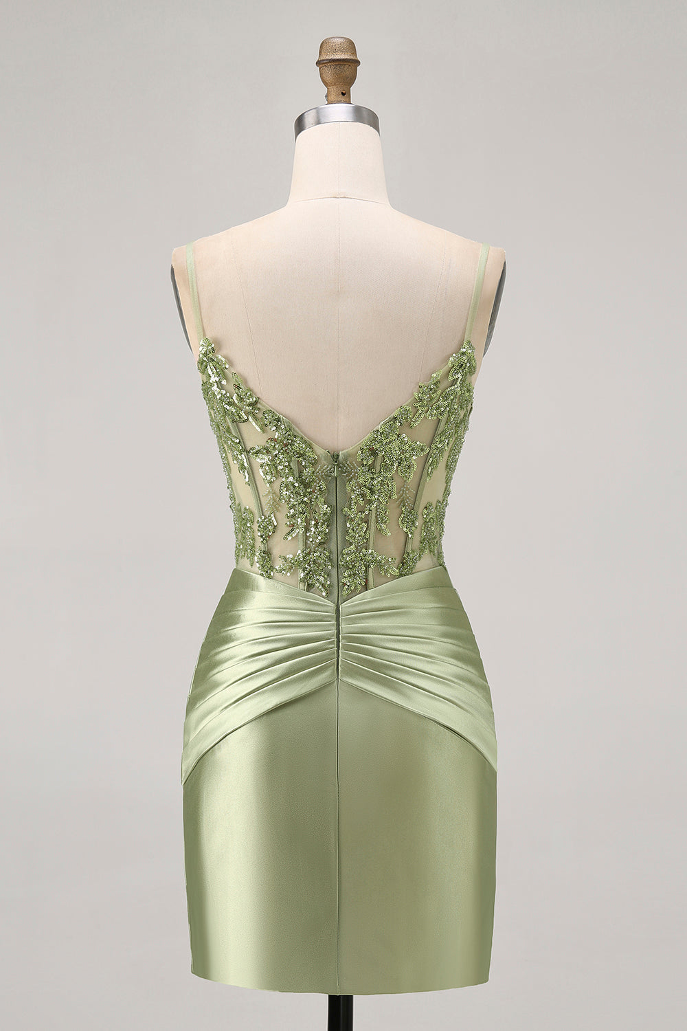 Green Corset Satin Bodycon Homecoming Dress with Sequins