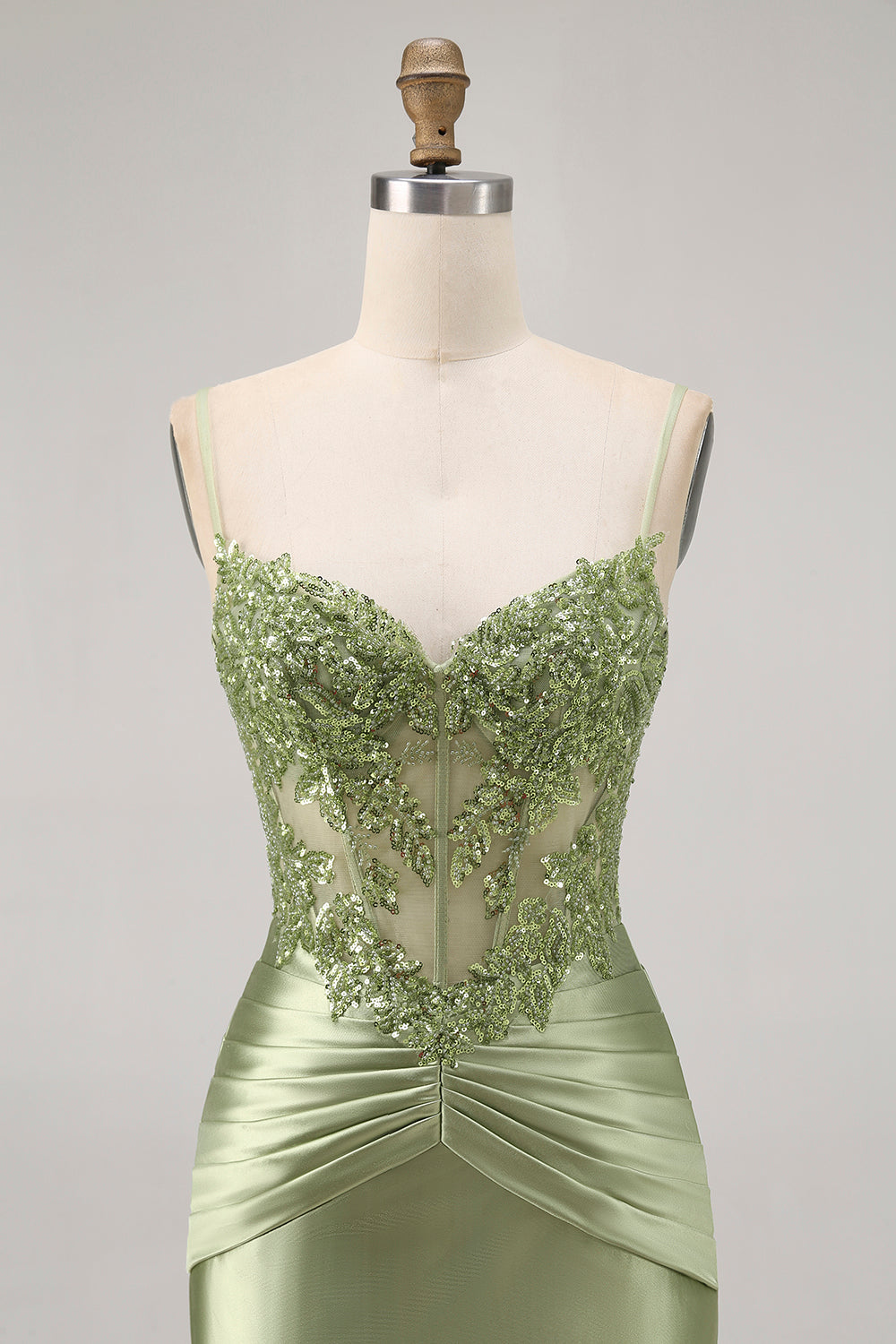 Green Corset Satin Bodycon Homecoming Dress with Sequins