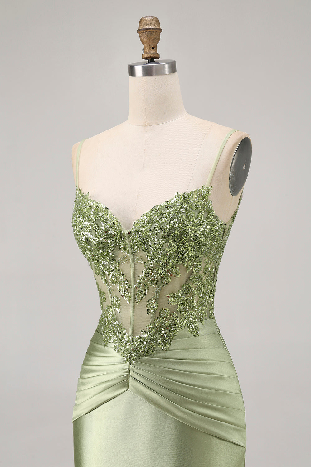 Green Corset Satin Bodycon Homecoming Dress with Sequins